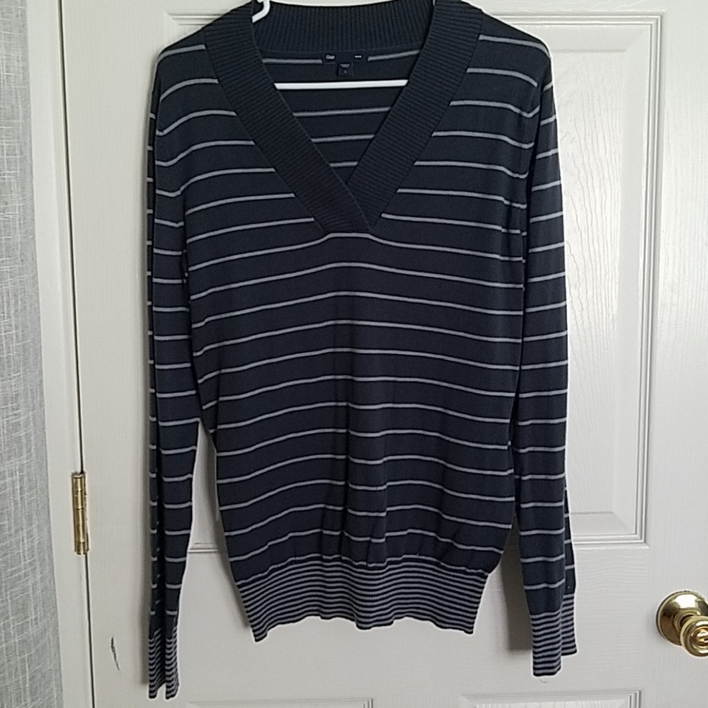Blue and Gray Striped Gap Sweater